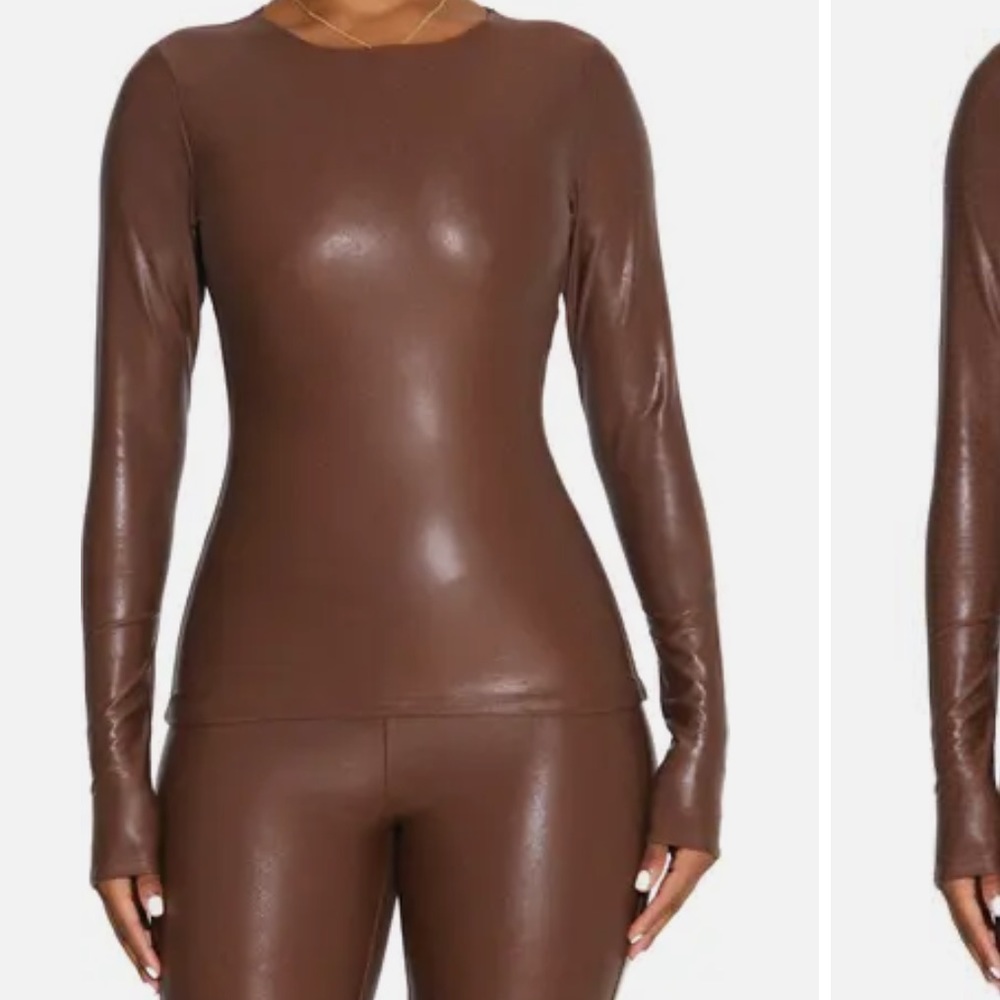 That Extra Drip Faux Leather Top & Side Seam Detail Faux Leather Miniskirt